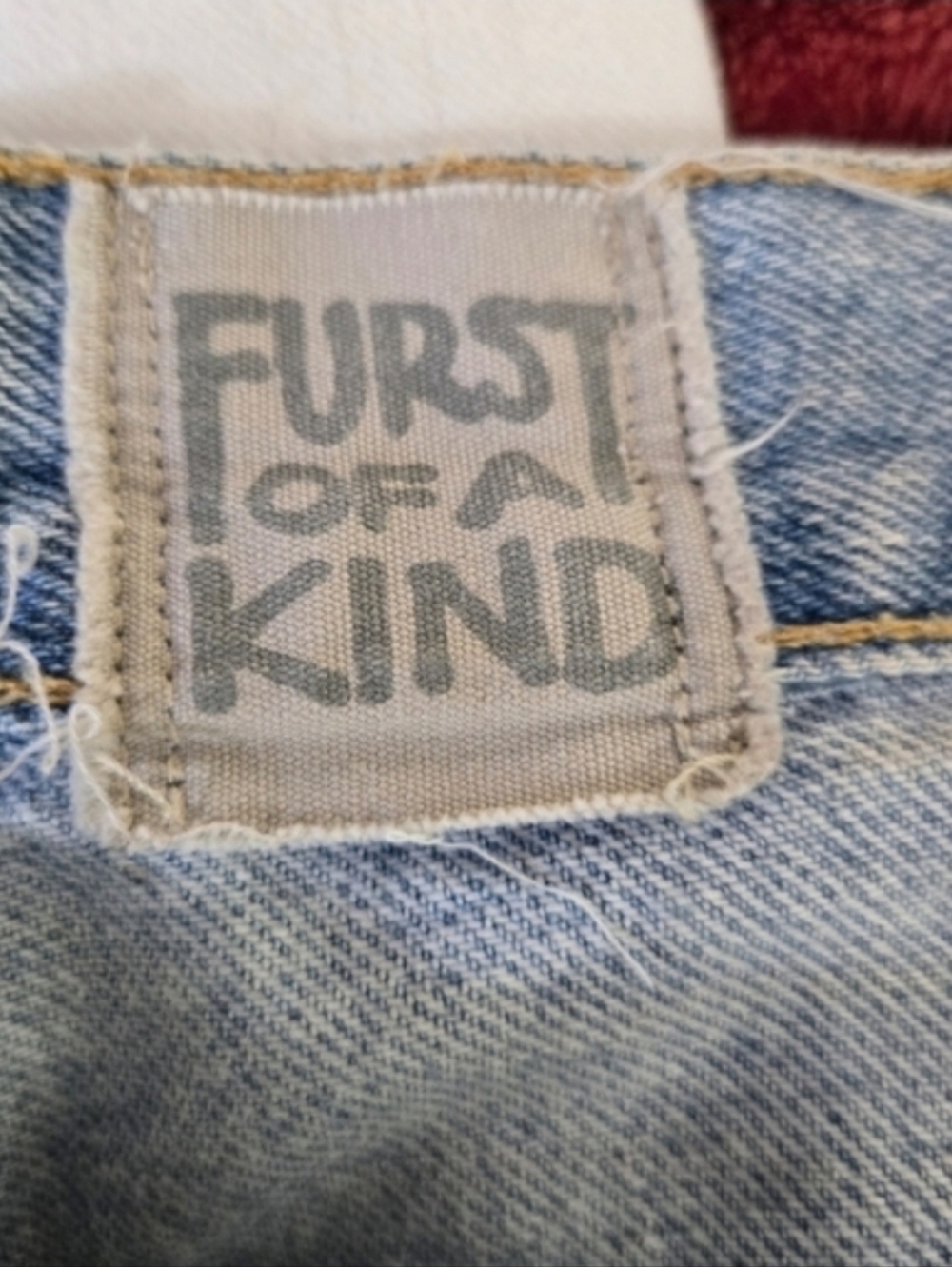 Furst Of A Kind Upcycled Levi's Jean Short Distressed Denim Side Zip Size 30 - Picture 7 of 13